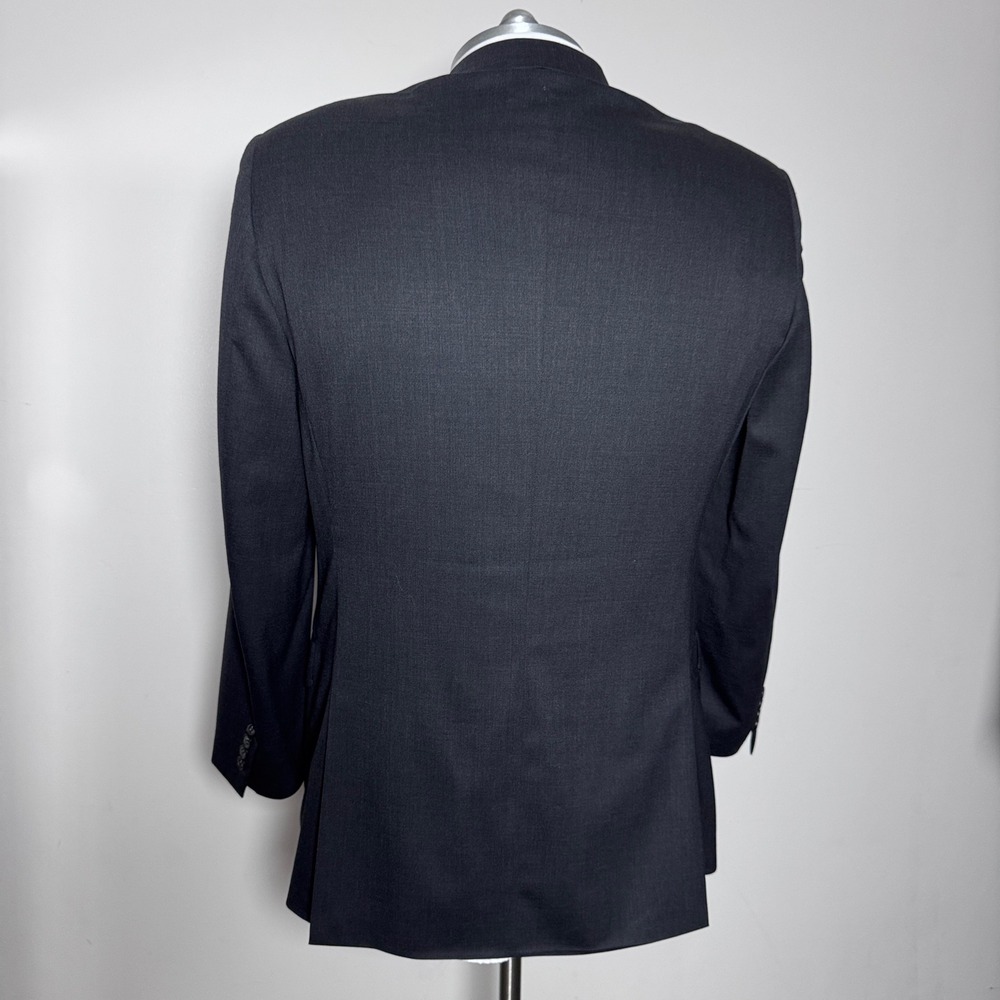 Hart Schaffner Marx Blazer Mens 46L Gray Solid Two Button Wool USA Made - Picture 3 of 6